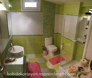 fıstık yeşili banyo modeli ve duşakabin