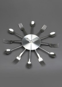 kaşık çatal metal mutfak saati