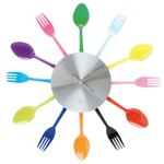 renkli çatal kaşık mutfak saatleri