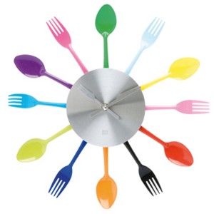renkli çatal kaşık mutfak saatleri