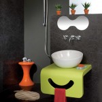 kale boo akrilik yeşil pembe çocuk banyo dolabı
